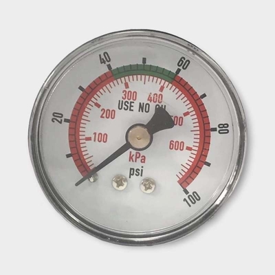 مانومتر فشار سنج 50 میلی متری 100 Psi برای سیستم اکسیژن نصب شده در پشت