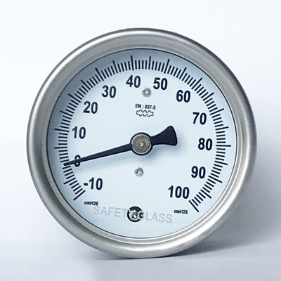 316 SS کپسول فشار سنج 100 CmH2O حلقه دم مانومتر گیج فشار پایین