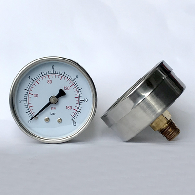 PT NPT G BSP فشار سنج فولاد ضد زنگ 63 میلی متر فشار سنج 160 Psi
