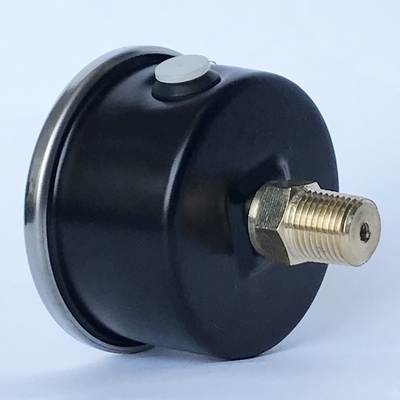 1.5 اینچ 100 psi مانومتر شماره گیری مشکی 1/8 اینچ پایه محوری NPT مشکی فولادی مایع پر فشار سنج