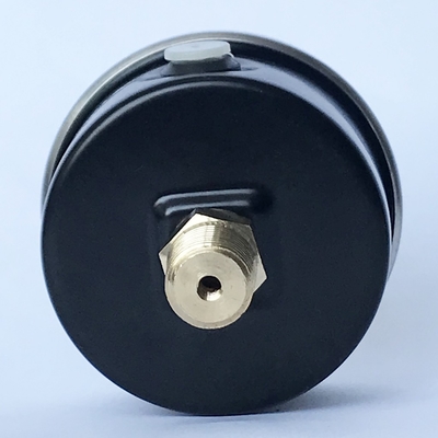 1.5 اینچ 100 psi مانومتر شماره گیری مشکی 1/8 اینچ پایه محوری NPT مشکی فولادی مایع پر فشار سنج